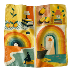 Amber Echoes -  100% Habotai Silk Scarf