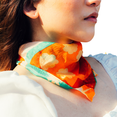 Golden Picnic -  100% Habotai Silk Scarf