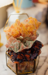 Silk_scunchie_soieandvie_organza_ststackedscrunchies_ontop_insideglass